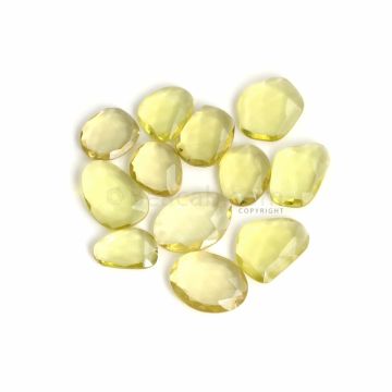 17 Pcs - Yellow Citrine Rose Cut - 134.48 ct. - 18 x 12 x 4 mm to 24 x 17 x 5 mm (CITRC1017)