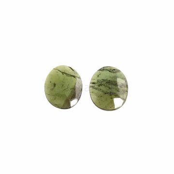 2 Pcs - Dark Green Tourmaline Rose Cuts - 4.04 ct. - 11.3 x 9.2 x 2 mmm & 11.4 x 9.7 x 2.5 mm (TRC1017)