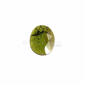 1 Pc - Dark Green Tourmaline Rose Cut - 5.44 ct. - 15.8 x 12.8 x 3.3 mm (TRC1020)