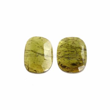2 Pcs - Dark Yellow Tourmaline Rose Cuts - 7.36 ct. - 12.3 x 10 x 3.4 mm & 12.4 x 9.6 x 2.9 mm (TRC1003)