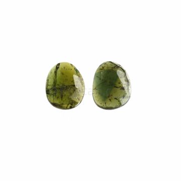 2 Pcs - Dark Green Tourmaline Rose Cuts - 4.96 ct. - 12.3 x 9.7 x 2.5 mm & 12.3 x 10 x 2.4 mm (TRC1034)
