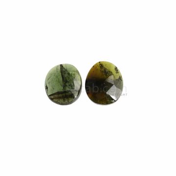 2 Pcs - Dark Green Tourmaline Rose Cuts - 6.15 ct. - 11 x 10 x 3.5 mm & 11.7 x 10 x 3.7 mm (TRC1042)