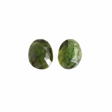 2 Pcs - Dark Green Tourmaline Rose Cuts - 8.43 ct. - 12.7 x 10 x 4.4 mm & 12 x 9.5 x 4 mm (TRC1047)