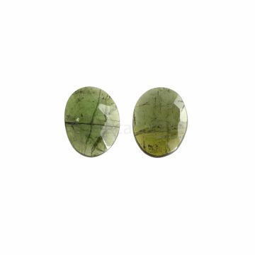 2 Pcs - Dark Green Tourmaline Rose Cuts - 5.23 ct. - 13 x 10 x 2.1 mm & 12.8 x 10 x 2.6 mm (TRC1048)