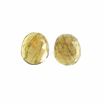 2 Pcs - Yellow Tourmaline Rose Cuts - 12.1 ct. - 15.5 x 13 x 3.4 mm & 16.3 x 13.4 x 3.6 mm (TRC1054)