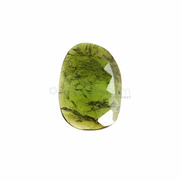 1 Pc - Dark Green Tourmaline Rose Cut - 12.02 ct. - 22 x 15 x 4.4 mm (TRC1057)