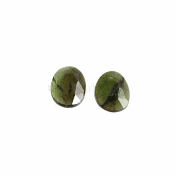 2 Pcs - Dark Green Tourmaline Rose Cuts - 4.78 ct. - 10 x 9 x 3.5 mm & 10.4 x 8.9 x 3 mm (TRC1062)