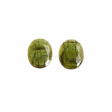 2 Pcs - Dark Green Tourmaline Rose Cuts - 8.84 ct. - 13.5 x 11 x 3.3 mm & 13.7 x 11 x 3.4 mm (TRC1069)