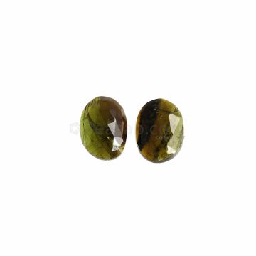 2 Pcs - Dark Green Tourmaline Rose Cuts - 7.68 ct. - 12.5 x 9.2 x 4.4 mm & 12.5 x 9.4 x 3.3 mm (TRC1070)
