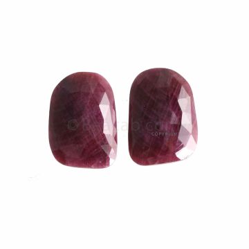2 Pcs - Red Ruby Rose Cuts - 23.54 ct. - 19.8 x 13.7 x 4 mm & 20 x 13.5 x 4 mm (RSL1001)