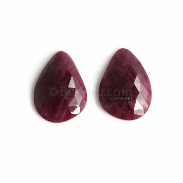 2 Pcs - Red Ruby Rose Cuts - 20.51 ct. - 19.6 x 13.9 x 4.1 mm & 19.8 x 13.8 x 4 mm (RSL1002)