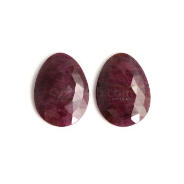 2 Pcs - Red Ruby Rose Cuts - 35.68 ct. - 24.3 x 17.4 x 4.4 mm & 24.3 x 17 x 4.6 mm (RSL1003)
