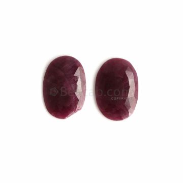 2 Pcs - Red Ruby Rose Cuts - 15.33 ct. - 20.5 x 14.2 x 2.6 mm & 20.9 x 13.6 x 2.9 mm (RSL1004)