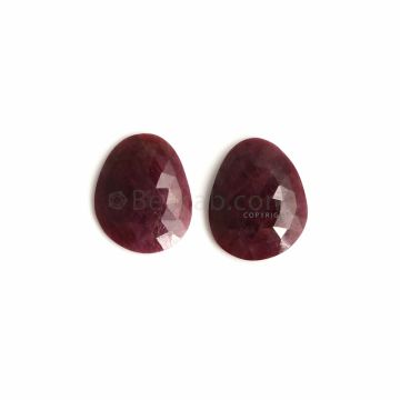 2 Pcs - Red Ruby Rose Cuts - 16.65 ct. - 18.2 x 14 x 3.8 mm & 17.6 x 13.7 x 3.3 mm (RSL1005)