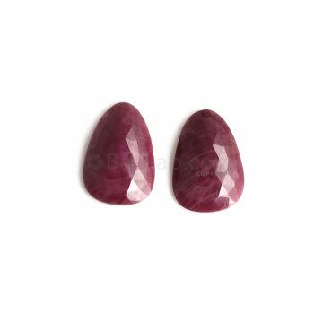 2 Pcs - Red Ruby Rose Cuts - 17.21 ct. - 18.9 x 12.6 x 3.9 mm &  18.8 x 12.6 x 4 mm (RSL1006)