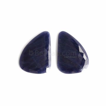 2 Pcs - Blue Sapphire Rose Cuts - 43.52 ct. - 32.8 x 22.8 x 3.2 mm & 32.8 x 21.9 x 3.2 mm (SSL1001)