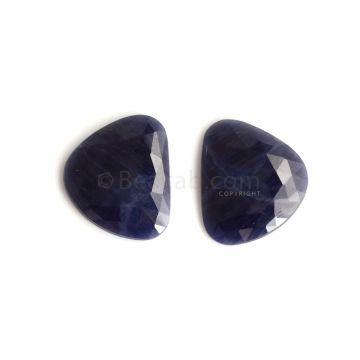 2 Pcs - Blue Sapphire Rose Cuts - 28.44 ct. - 18 x 22.5 x 3.5 mm  (SSL1002)