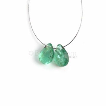 2 Pcs - Medium Green Emerald Drops - 1 ct. - 5.6 x 4 mm & 6 x 4.2 mm (EDR1100)