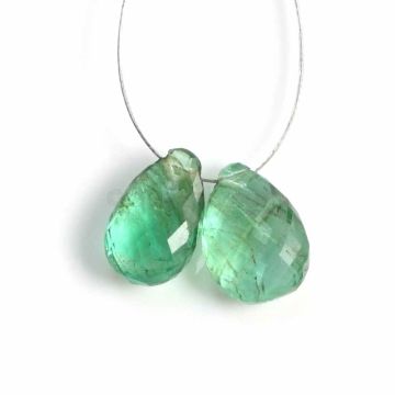 2 Pcs - Medium Green Emerald Drops - 4.79 ct. - 10.3 x 6.6 mm & 10.3 x 7.5 mm (EDR1102)