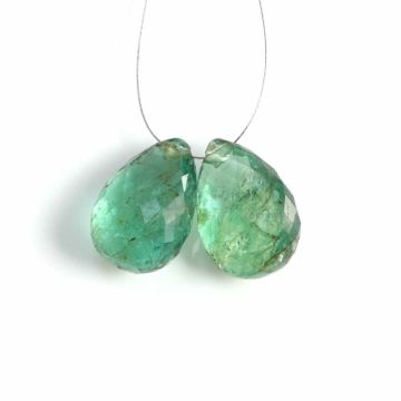 2 Pcs - Medium Green Emerald Drops - 10.13 ct. - 12.7 x 9 mm & 13 x 9 mm (EDR1103)