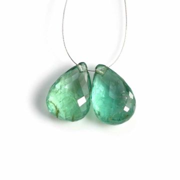 2 Pcs - Medium Green Emerald Drops - 8.51 ct. - 12.5 x 9 mm & 13.5 x 8.6 mm (EDR1105)