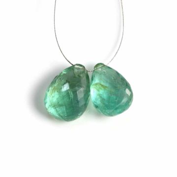 2 Pcs - Medium Green Emerald Drops - 7.06 ct. - 11.2 x 8.2 mm & 11.7 x 8.5 mm (EDR1045)
