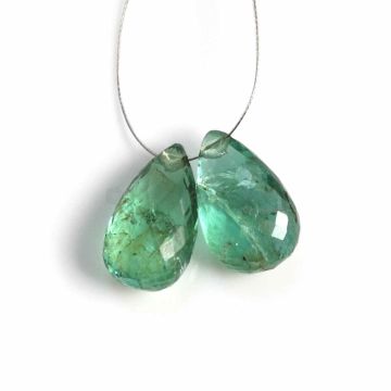 2 Pcs - Medium Green Emerald Drops - 8.3 ct. - 13 x 8.5 mm & 13.6 x 7.9 mm (EDR1046)