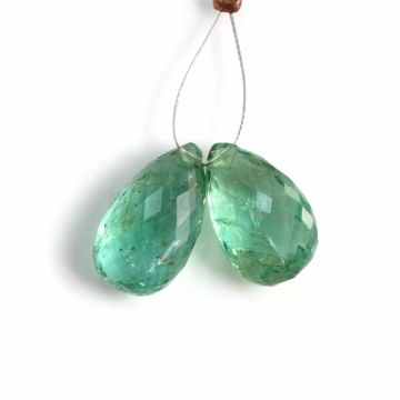 2 Pcs - Medium Green Emerald Drops - 7.47 ct. - 12.5 x 7.8 mm & 13.2 x 7.8 mm (EDR1047)