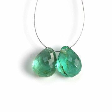 2 Pcs - Medium Green Emerald Drops - 4.54 ct. - 9.4 x 7.2 mm & 9 x 7 mm (EDR1048)