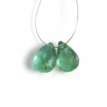 2 Pcs - Medium Green Emerald Drops - 4.86 ct. - 9.9 x 7.3 mm & 10 x 7 mm (EDR1049)