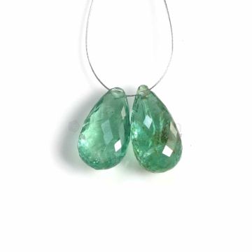 2 Pcs - Medium Green Emerald Drops - 7.2 ct. - 13 x 7.5 mm & 13.4 x 7.3 mm (EDR1050)
