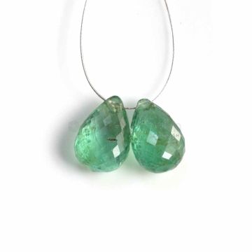 2 Pcs - Medium Green Emerald Drops - 6.65 ct. - 11.2 x 7.3 mm & 11.2 x 8 mm (EDR1051)
