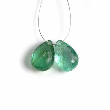 2 Pcs - Medium Green Emerald Drops - 7.93 ct. - 12 x 8.5 mm & 12.1 x 8.5 mm (EDR1053)