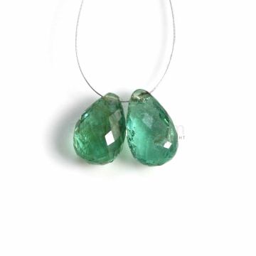 2 Pcs - Medium Green Emerald Drops - 7.41 ct. - 11.4 x 7.8 mm & 12.4 x 7.5 mm (EDR1054)