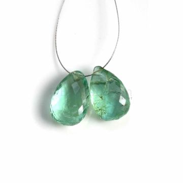 2 Pcs - Medium Green Emerald Drops - 6.02 ct. - 11.3 x 7.5 mm & 11.4 x 7.8 mm (EDR1055)