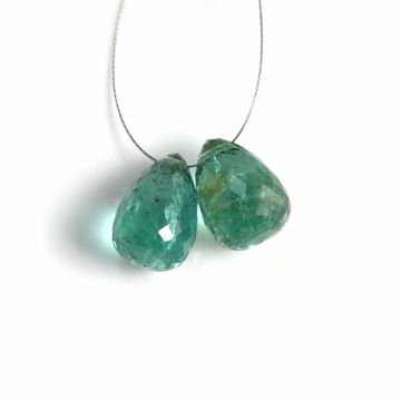 2 Pcs - Medium Green Emerald Drops - 7.84 ct. - 10.2 x 7.3 mm & 10.5 x 7.5 mm (EDR1056)
