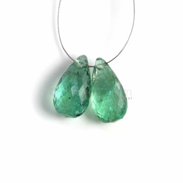 2 Pcs - Medium Green Emerald Drops - 6.41 ct. - 12.4 x 7 mm  (EDR1057)