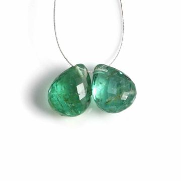 2 Pcs - Medium Green Emerald Drops - 6.44 ct. - 10 x 8 mm & 10.2 x 8 mm (EDR1058)