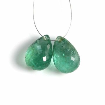 2 Pcs - Medium Green Emerald Drops - 10.82 ct. - 12.7 x 9 mm & 13.2 x 9 mm (EDR1059)