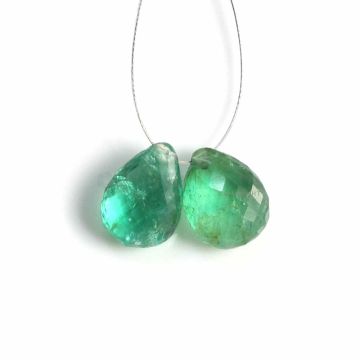 2 Pcs - Medium Green Emerald Drops - 5.28 ct. - 9.8 x 8 mm & 10 x 7.2 mm (EDR1060)