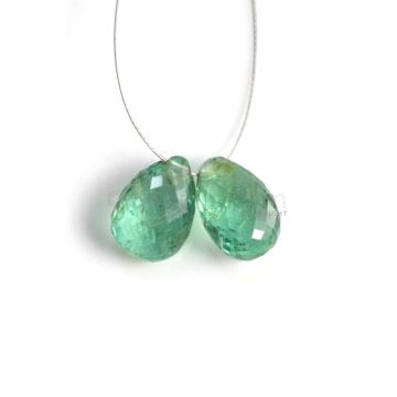 2 Pcs - Medium Green Emerald Drops - 4.19 ct. - 9.3 x 6.5 mm & 9.5 x 6.4 mm (EDR1061)