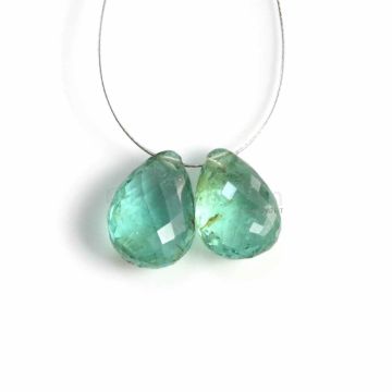2 Pcs - Medium Green Emerald Drops - 4.77 ct. - 10 x 7 mm & 10.2 x 7.5 mm (EDR1062)