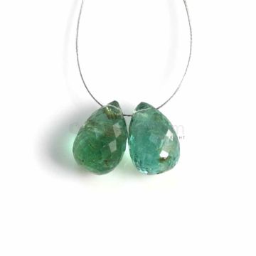 2 Pcs - Medium Green Emerald Drops - 5.16 ct. - 9.5 x 6.5 mm  (EDR1063)