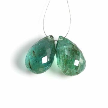 2 Pcs - Medium Green Emerald Drops - 14.57 ct. - 14.5 x 9.4 mm & 14.2 x 9.5 mm (EDR1064)