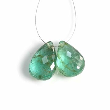 2 Pcs - Medium Green Emerald Drops - 9.02 ct. - 13 x 9 mm & 13.5 x 9 mm (EDR1065)