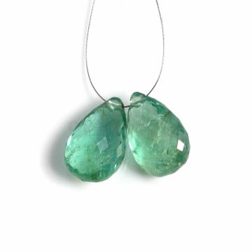 2 Pcs - Medium Green Emerald Drops - 7.97 ct. - 12.8 x 8.8 mm & 13.2 x 8.8 mm (EDR1066)