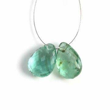 2 Pcs - Medium Green Emerald Drops - 5 ct. - 10.3 x 7.8 mm & 10.5 x 7.3 mm (EDR1067)