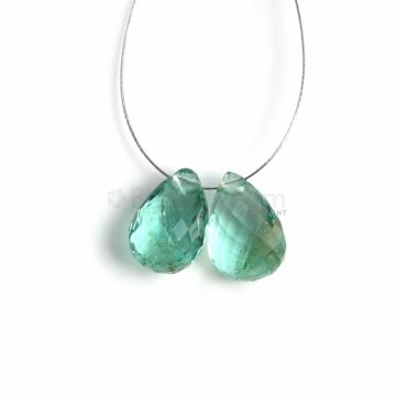 2 Pcs - Medium Green Emerald Drops - 3.84 ct. - 9.4 x 6.6 mm  (EDR1068)