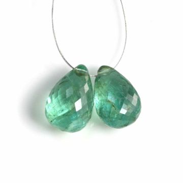 2 Pcs - Medium Green Emerald Drops - 9.67 ct. - 12.2 x 8 mm & 12.5 x 8.5 mm (EDR1069)
