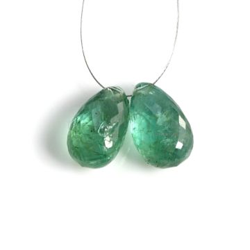 2 Pcs - Medium Green Emerald Drops - 8.15 ct. - 11.7 x 7.2 mm & 12.2 x 7.9 mm (EDR1070)